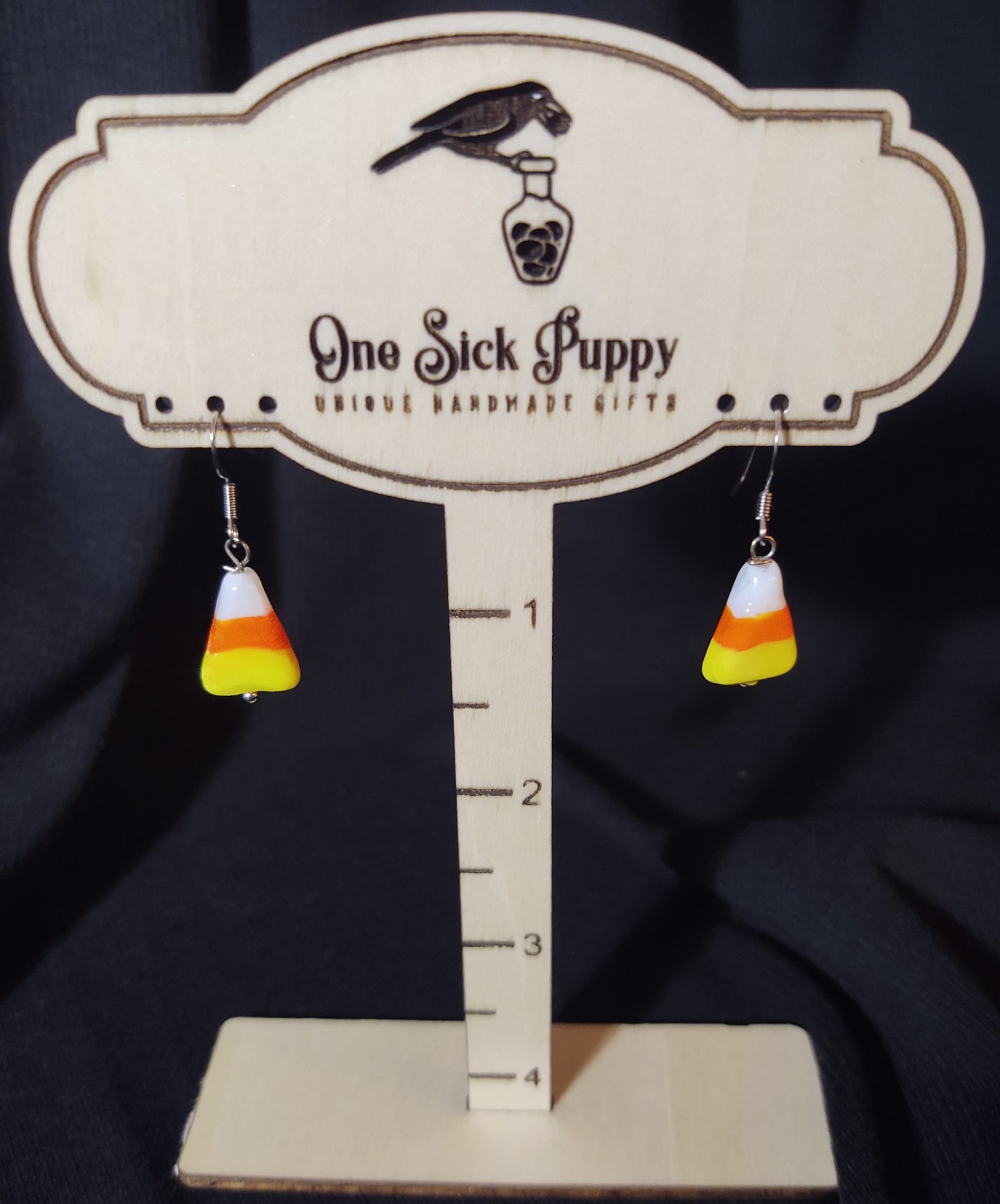 Glass Candy Corn Dangle Earrings