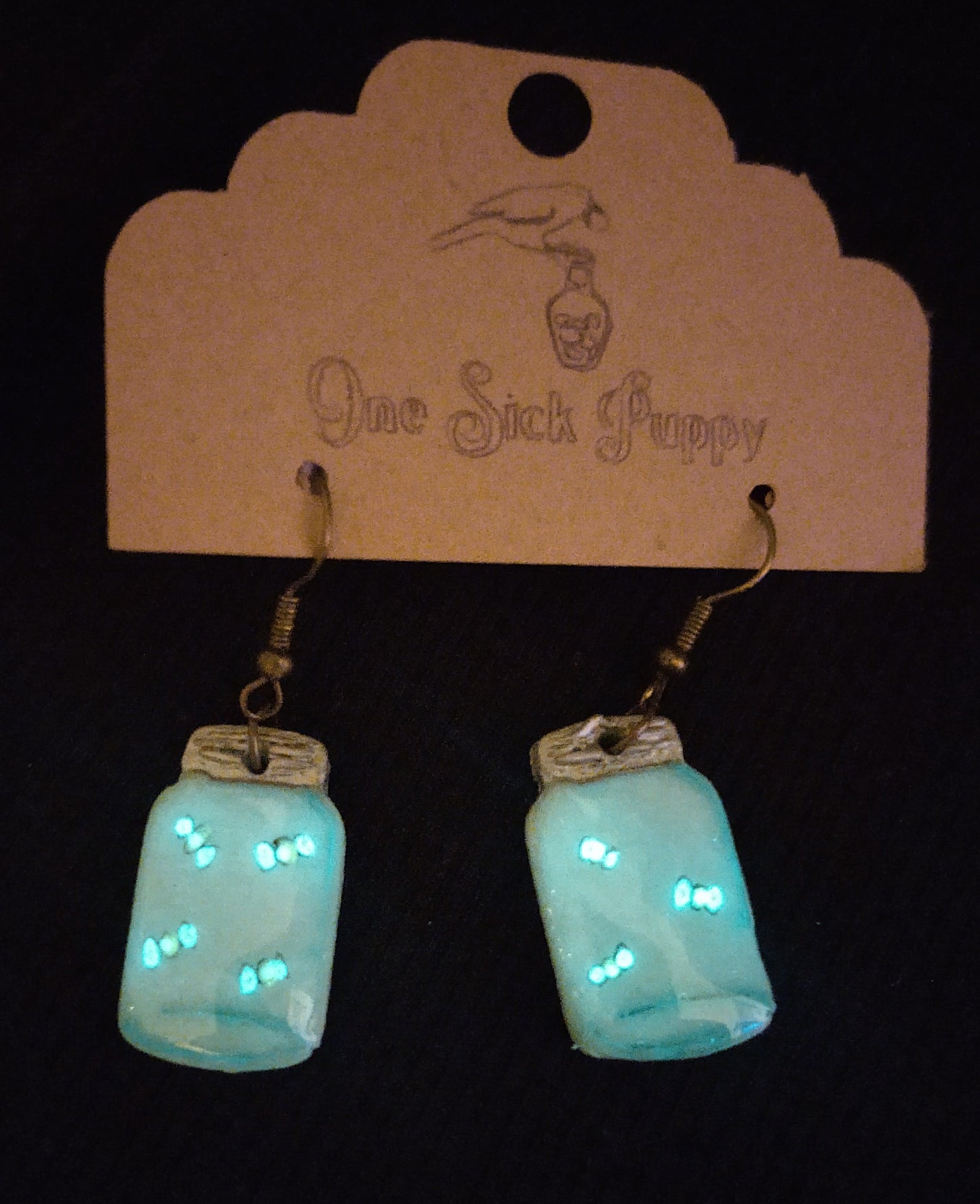 Glowing Firefly Jar Dangle Earrings