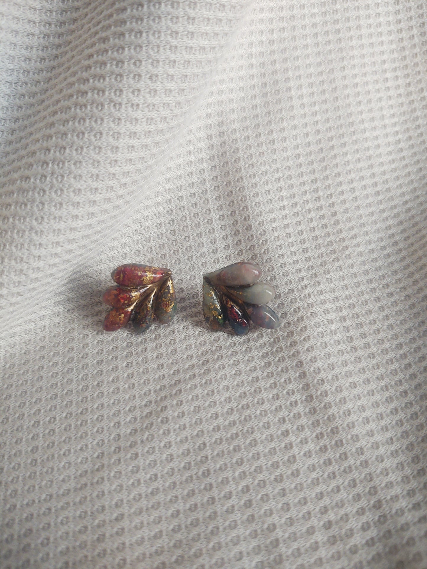 Rainbow Mosaic Leaf Studs