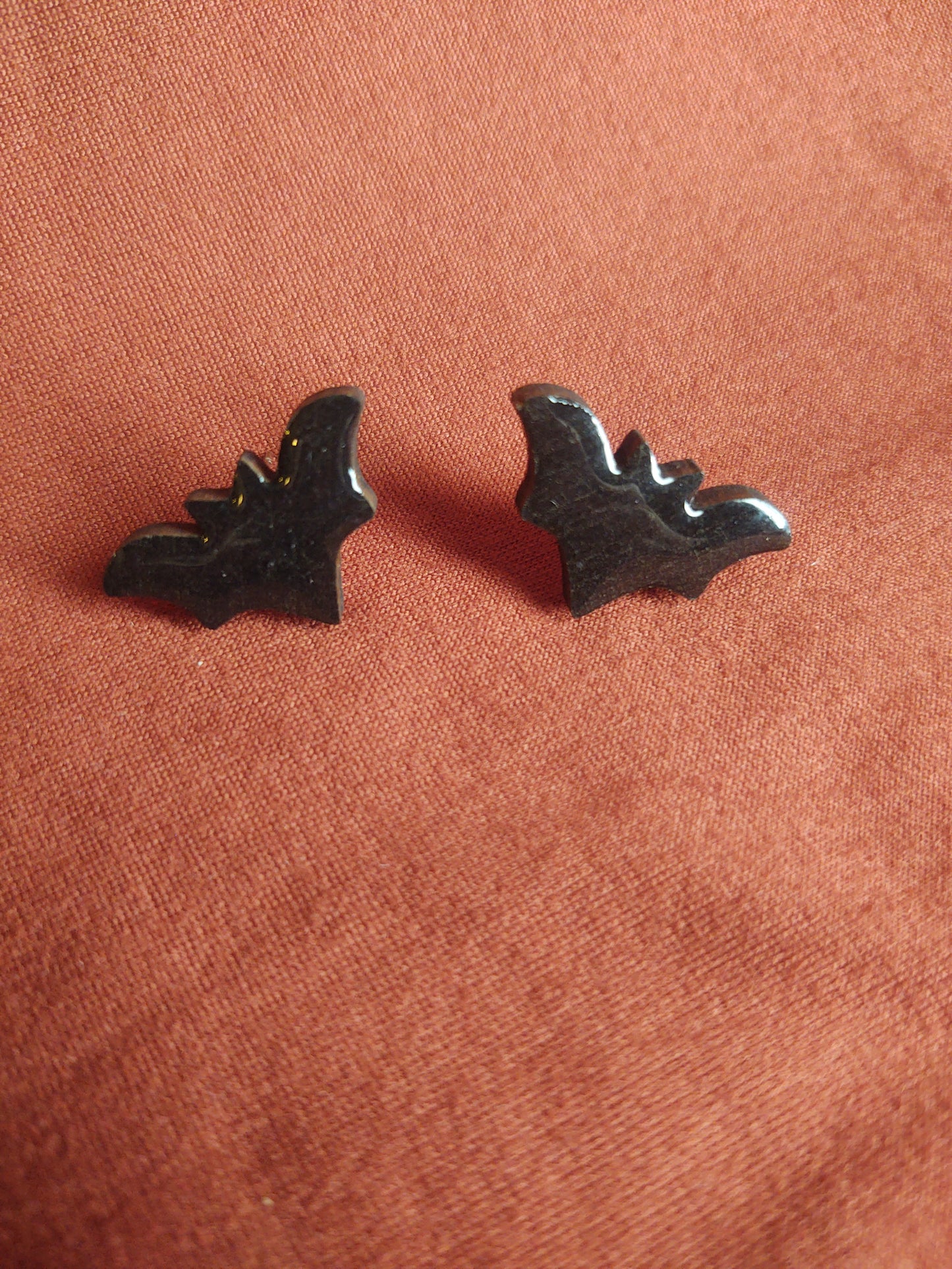 Large Black Bat Studs