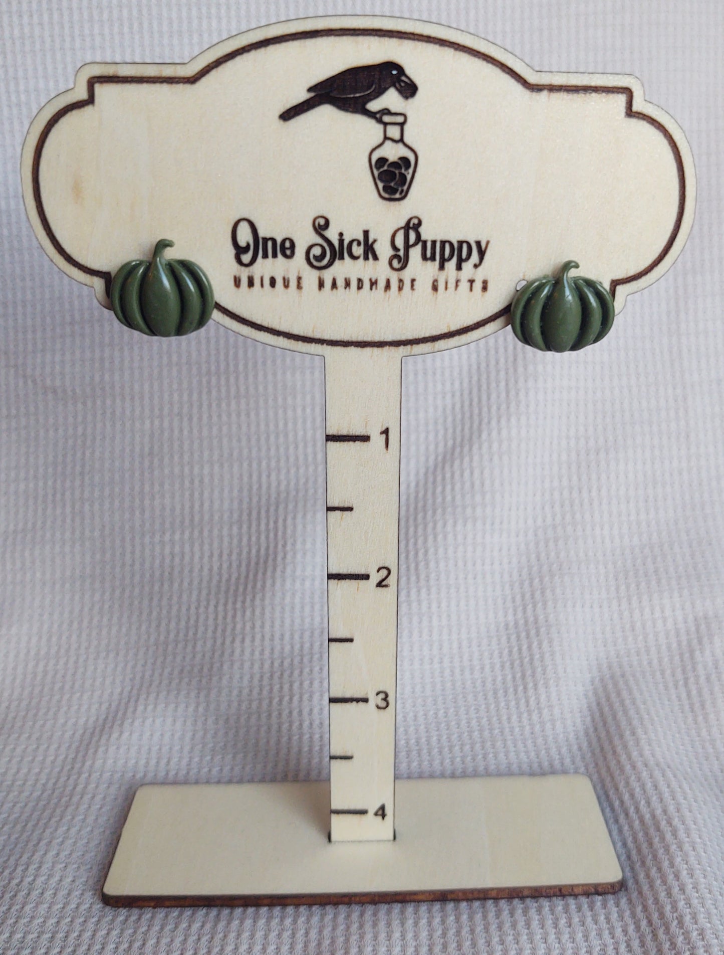 Small Olive Pumpkin Studs