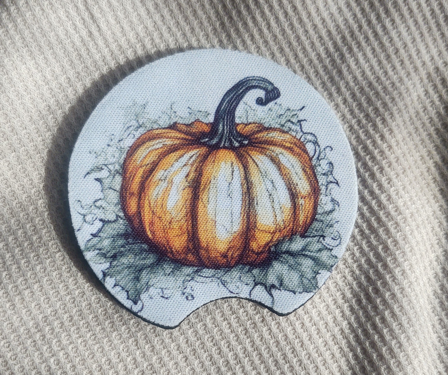 Pen and Ink Pumpkin Car Coaster Set