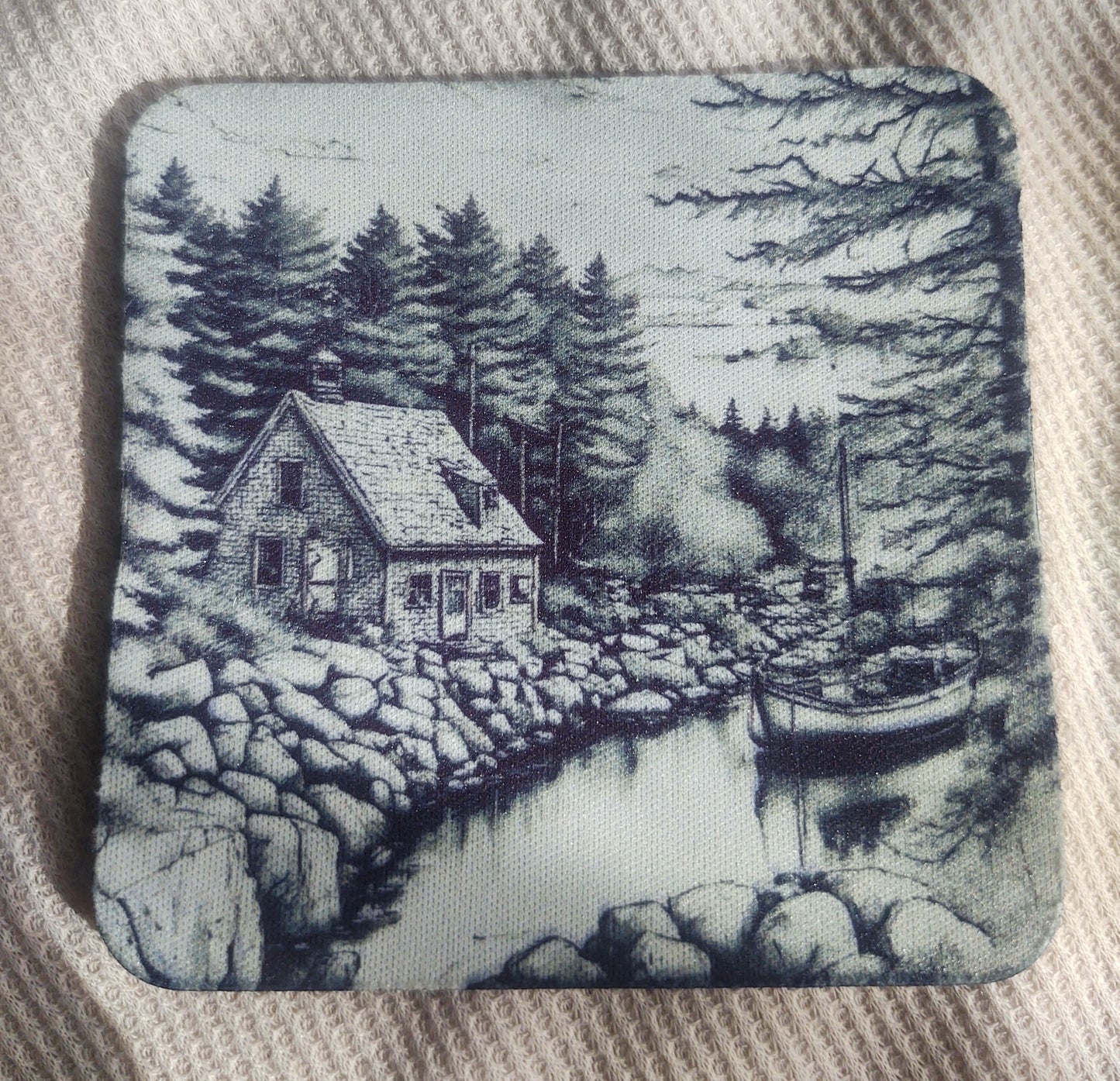 Black and White Landscape Coaster Set