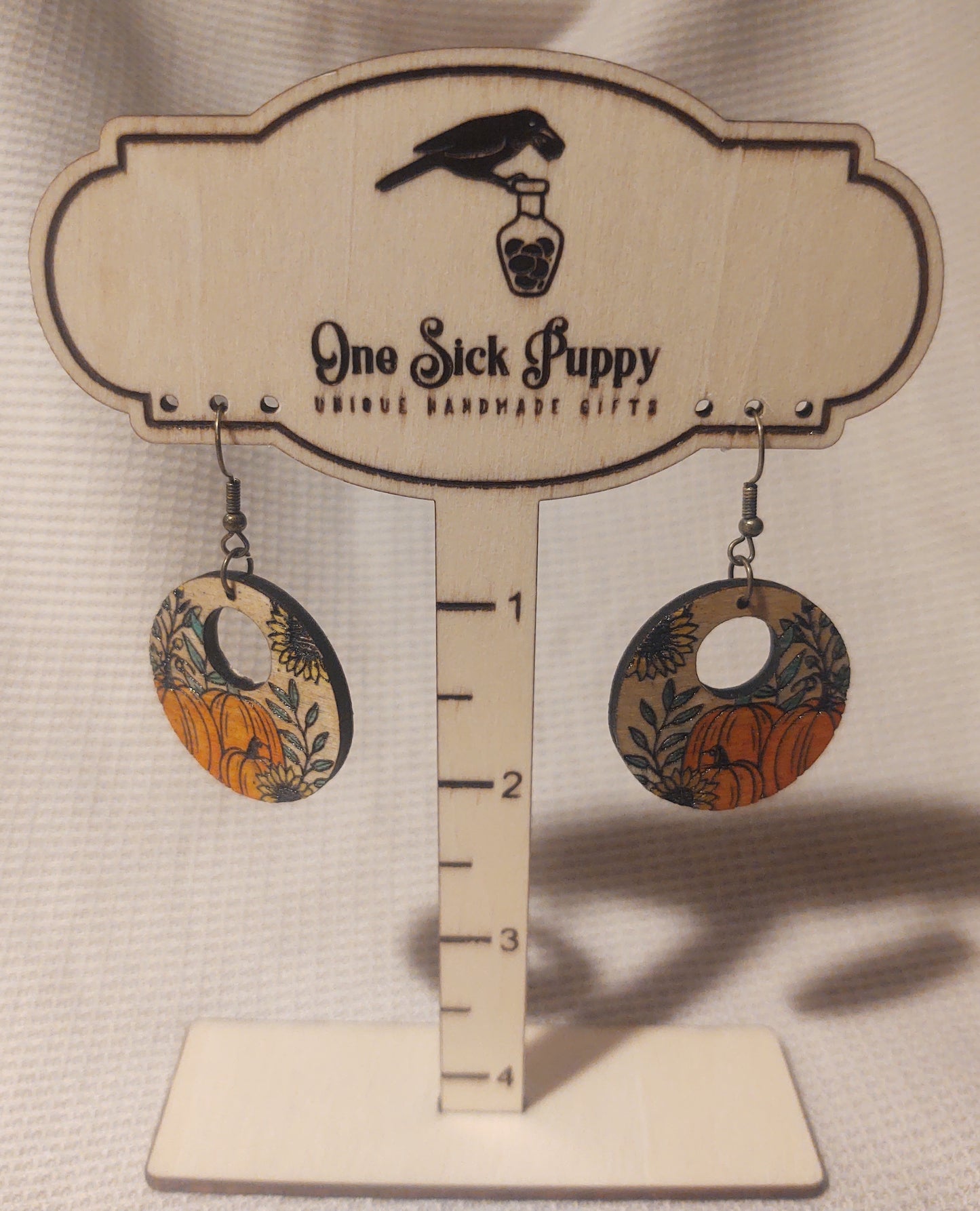 Wooden Pumpkin Patch Earrings