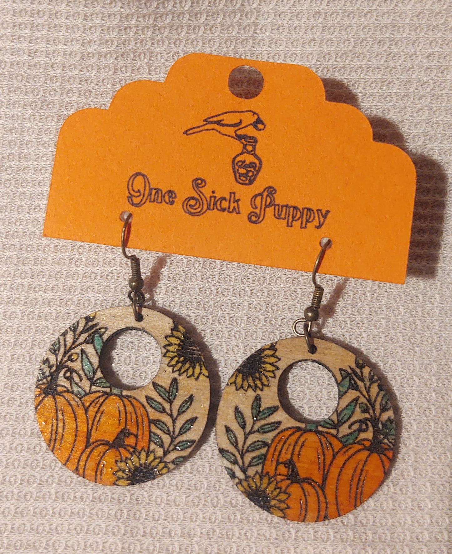 Wooden Pumpkin Patch Earrings
