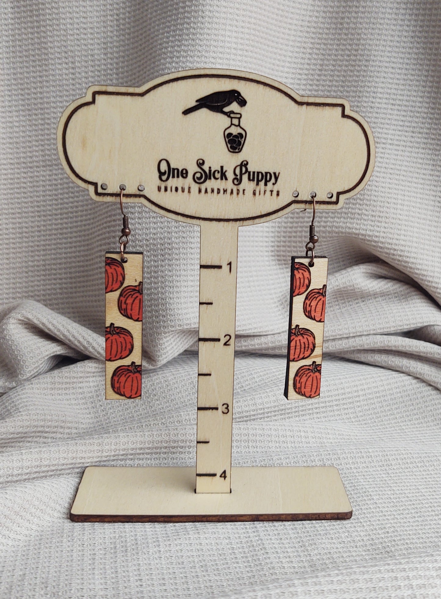 Pumpkin Wood Dangle Earrings