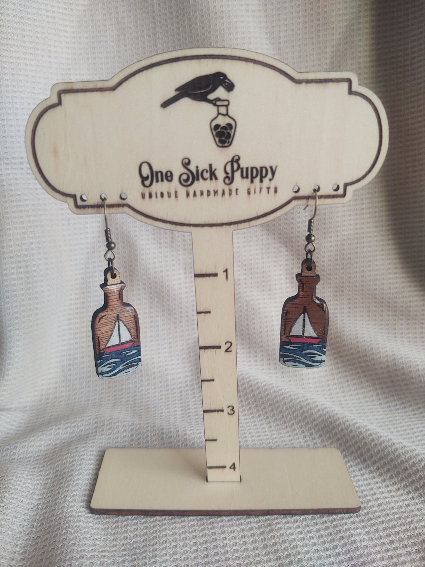 Ship In A Bottle Dangle Earrings