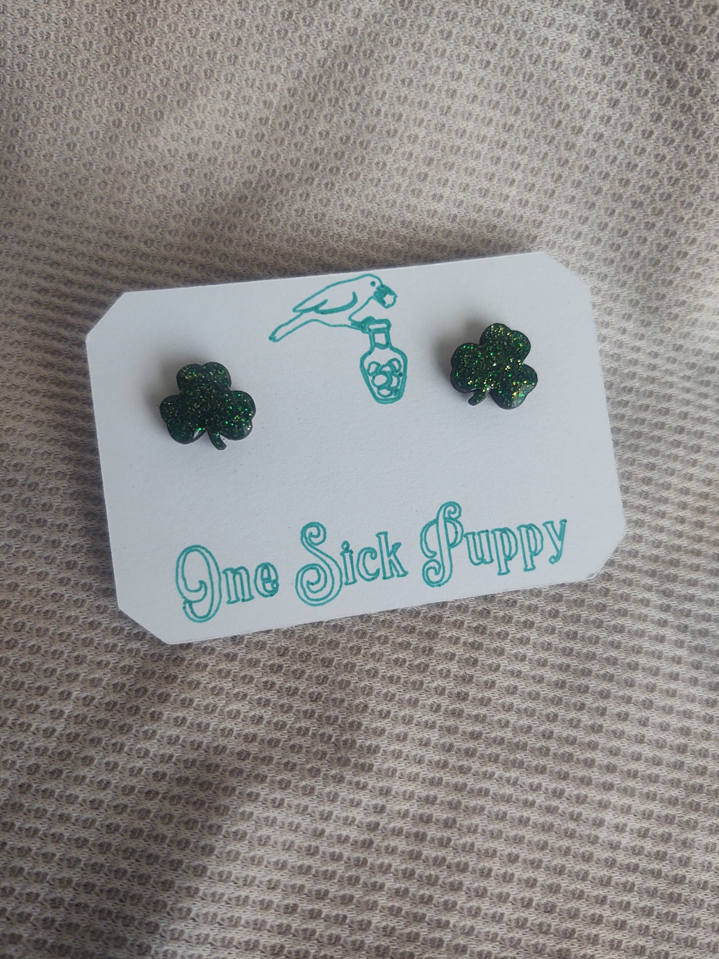 Sparkle Shamrock Studs