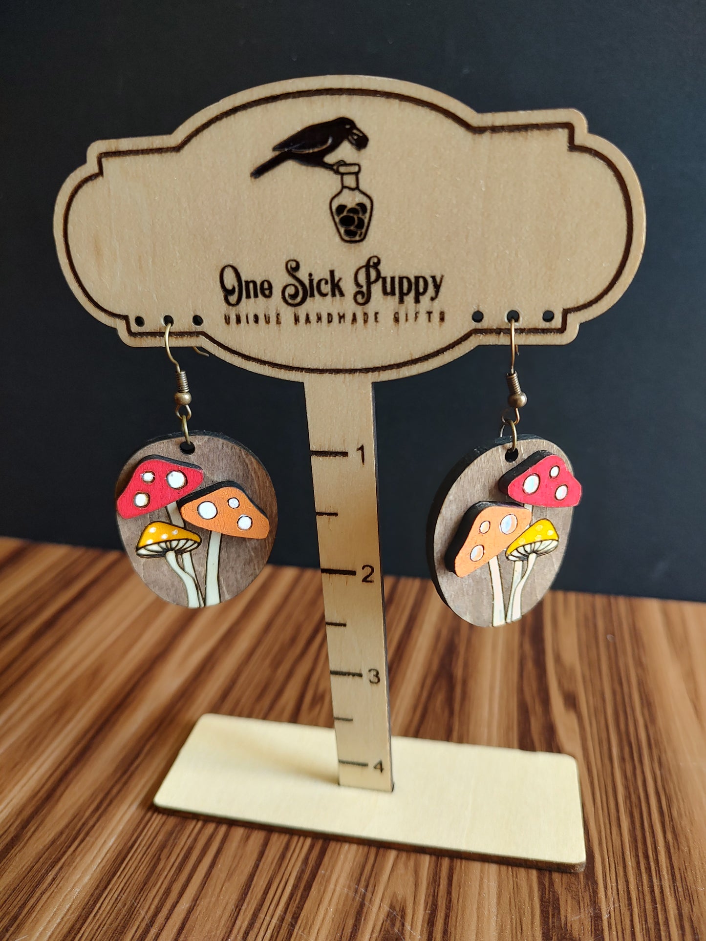 Mushroom Trio Dangle Earrings