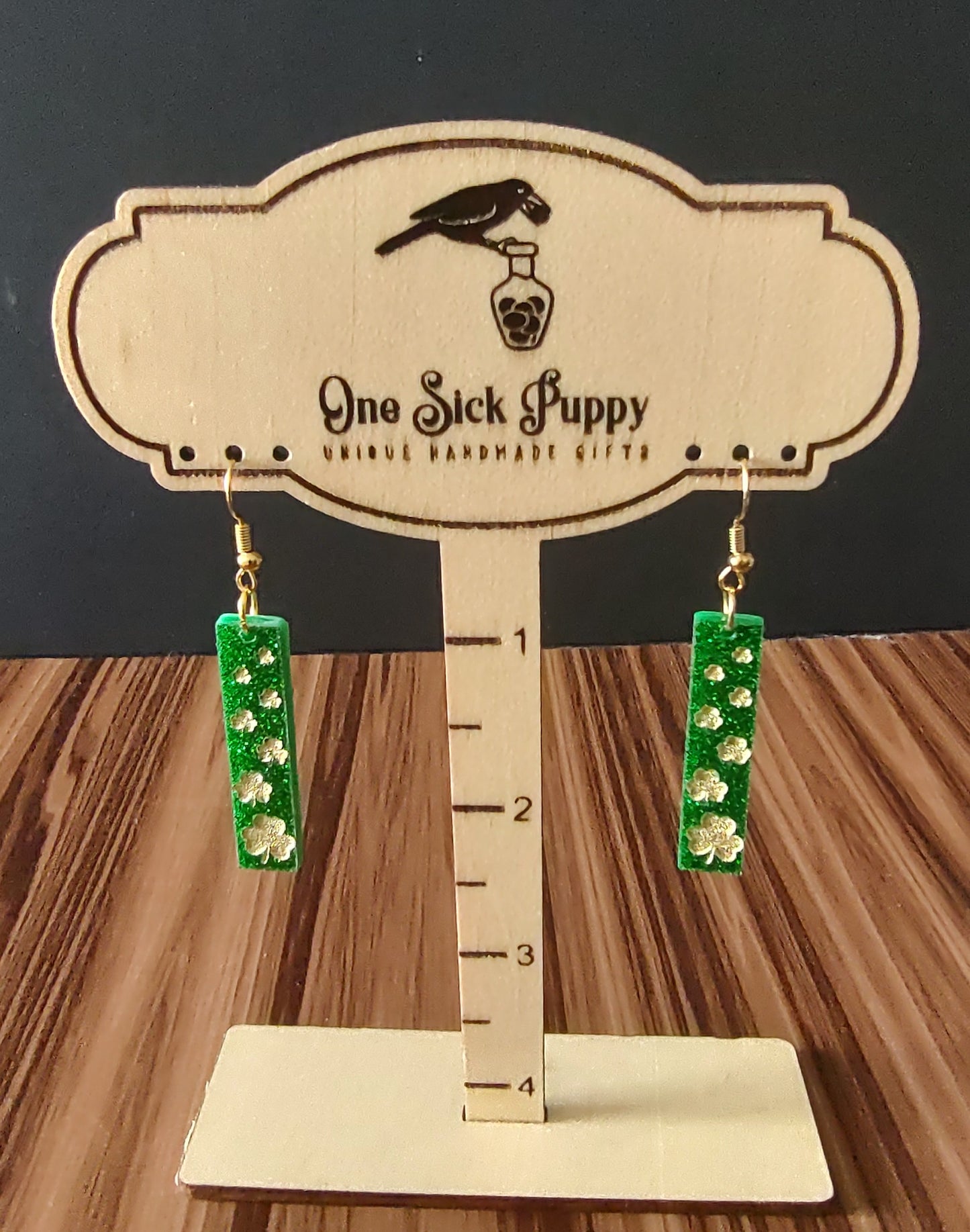 Glitter Acrylic Shamrock Earrings