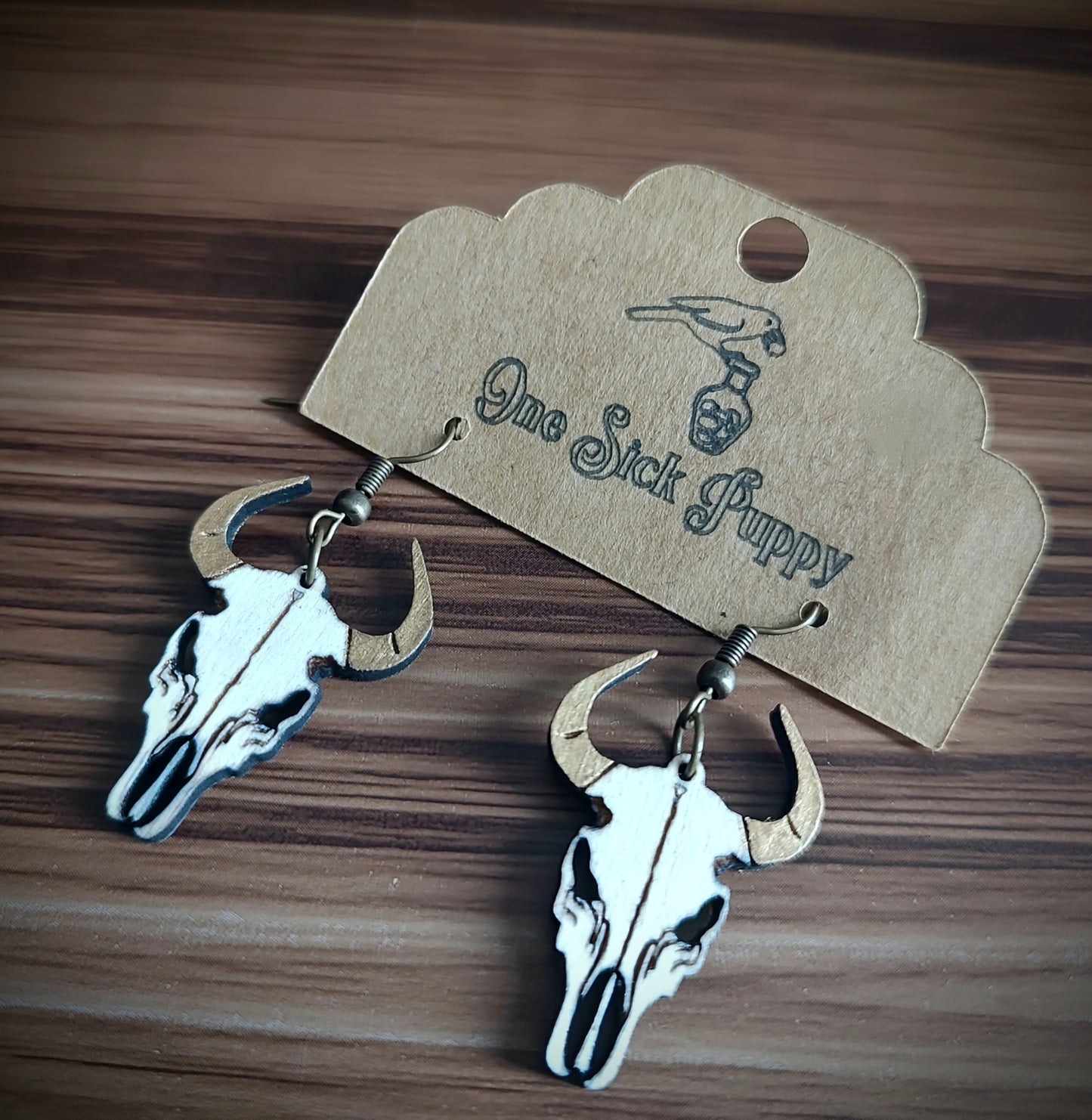 Bull Skull Dangle Earrings