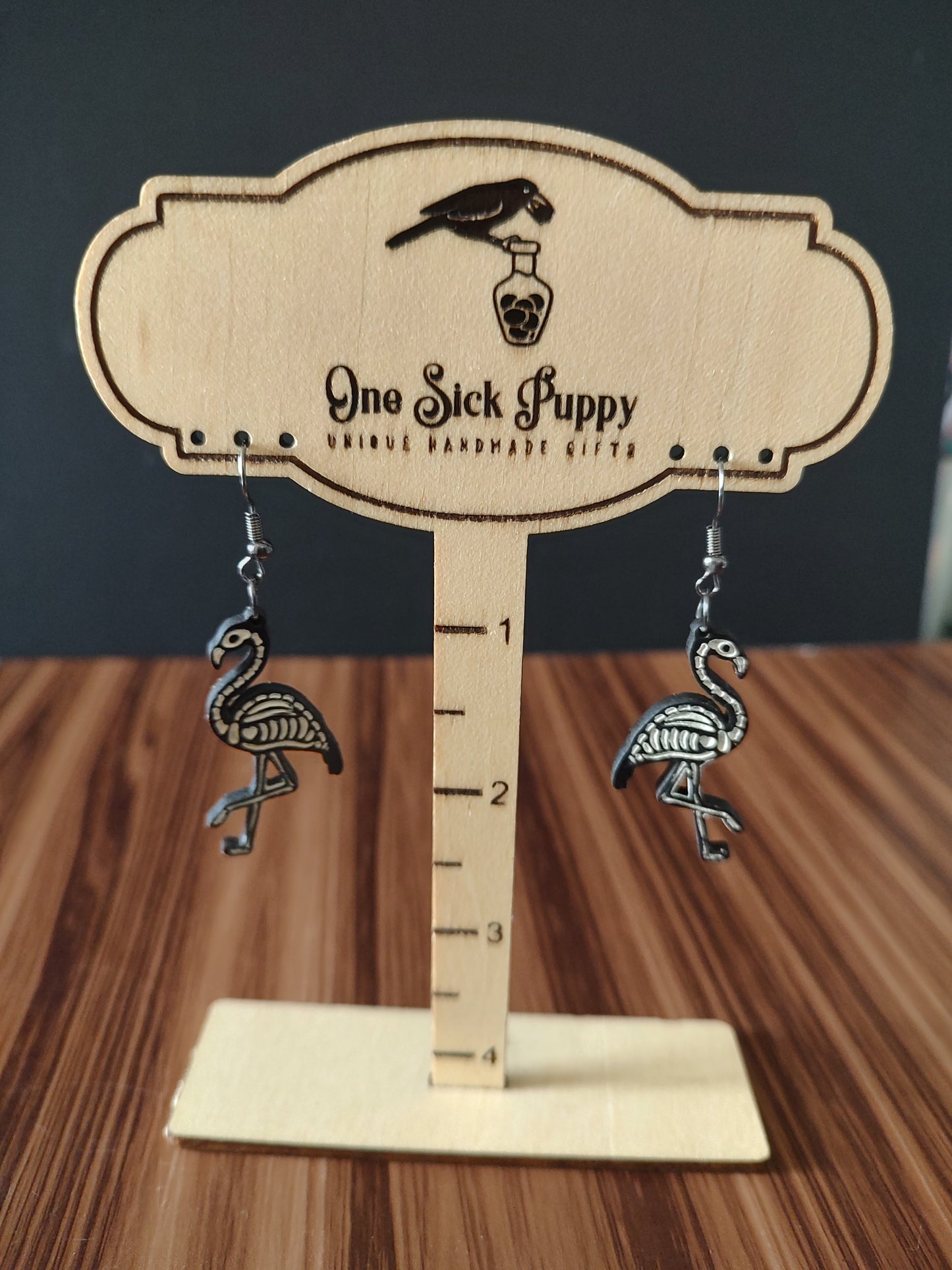 Skelly Flamingo Dangle Earrings
