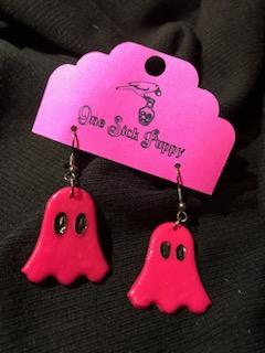 Hot Pink Ghost Dangle Earrings