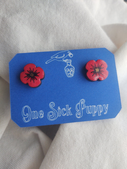 Poppy Flower Stud Earrings