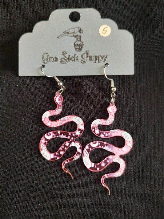 Rose Mirror Snake Earrings