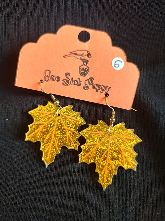 Glitter Acrylic Leaf Earrings