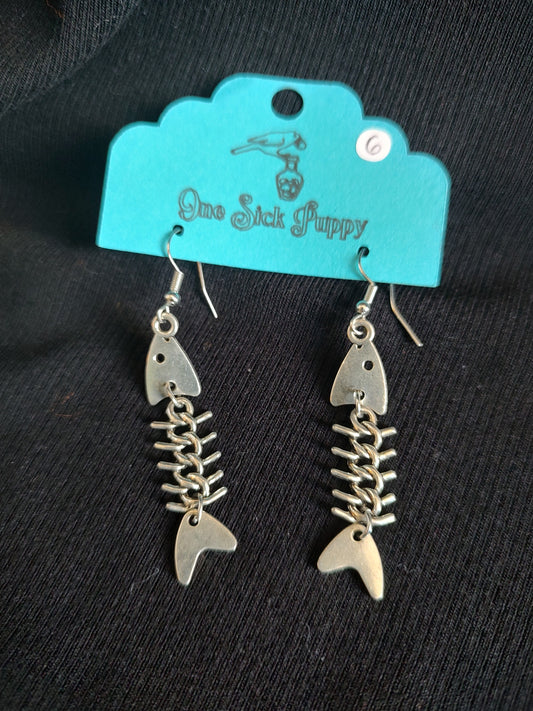 Fish Bones Dangle Earrings