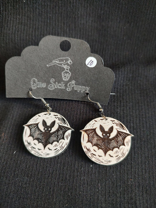 Full Moon Bat Earrings
