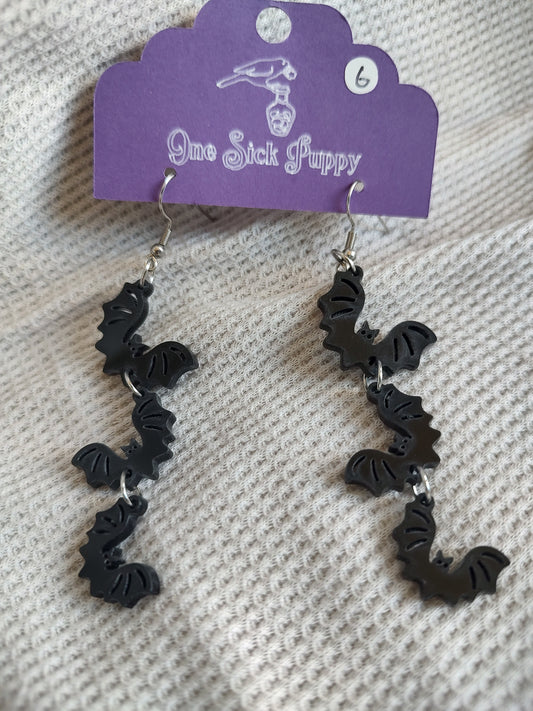 Bat Trio Dangle Earrings