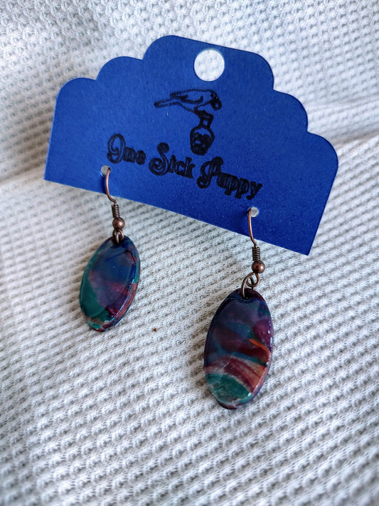 Oval Jewel Drop Earrings