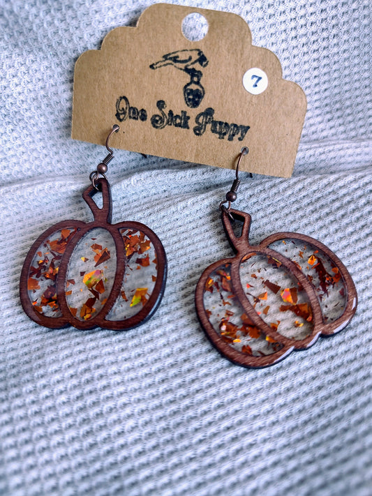 Wooden Sparkle Glitter Pumpkins