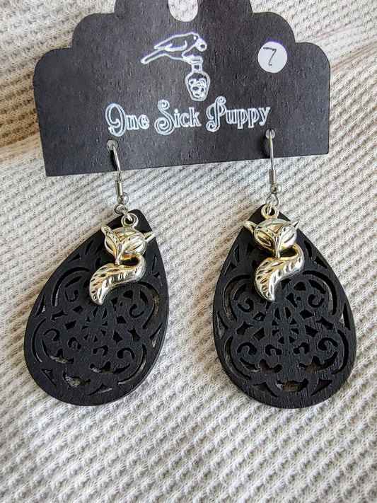 Embellished Wooden Fillagree Earrings