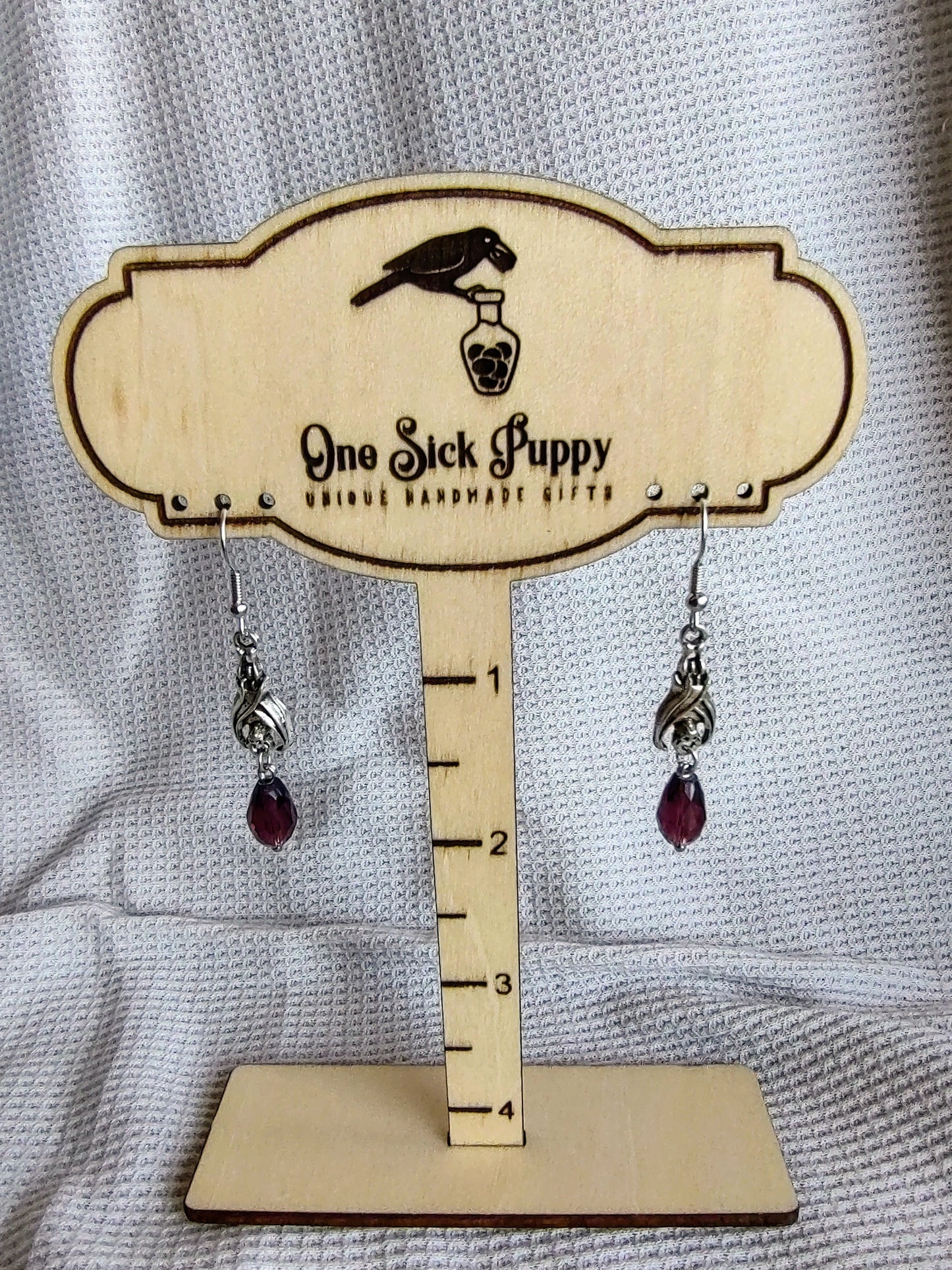Metal and Crystal Bat Drop Earrings