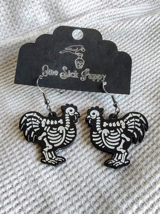 Skelly Chicken Dangle Earrings