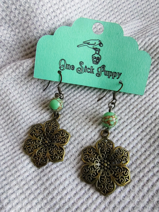 Boho Turquoise Floral Earrings