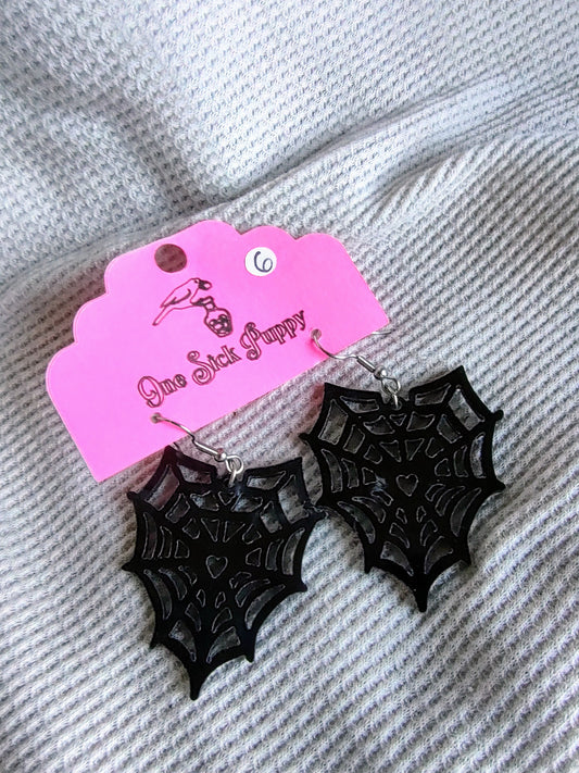 Web heart Acrylic Dangles