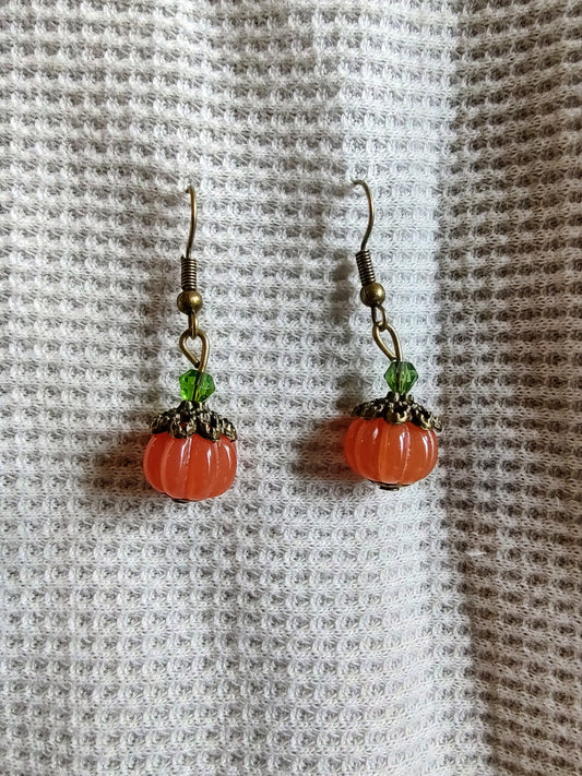 Glass Pumpkin Dangle Earrings