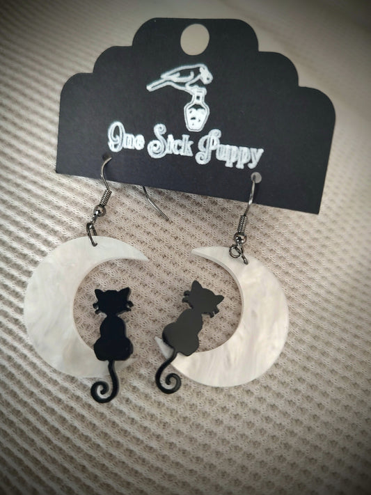 Moon Kitty Earrings