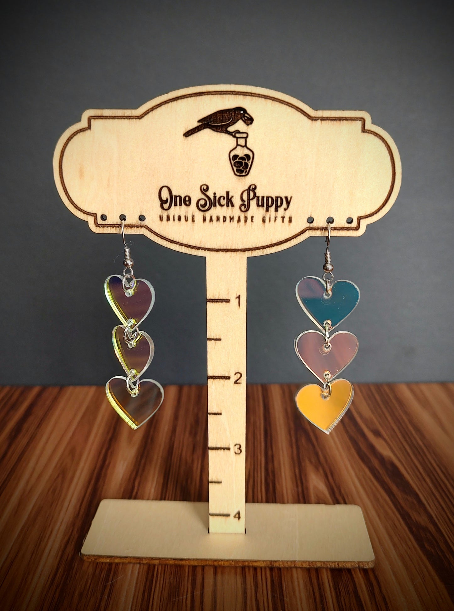 Iridescent Heart Dangle Earrings