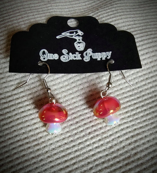 Iridescent Mushroom Earrings