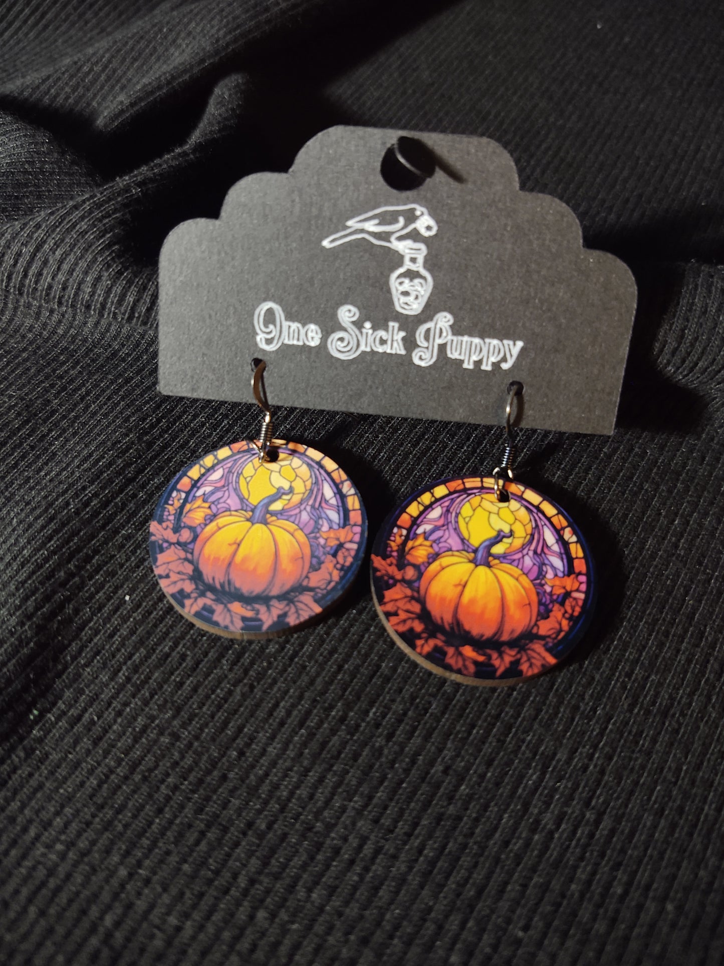 Stained Glass Pumpkin Dangles