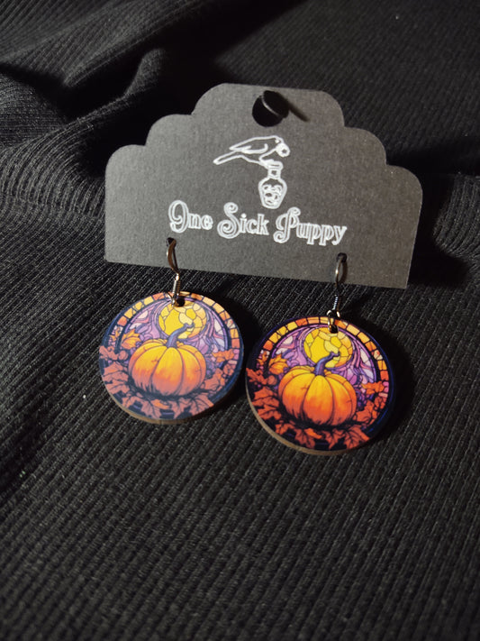 Stained Glass Pumpkin Dangles
