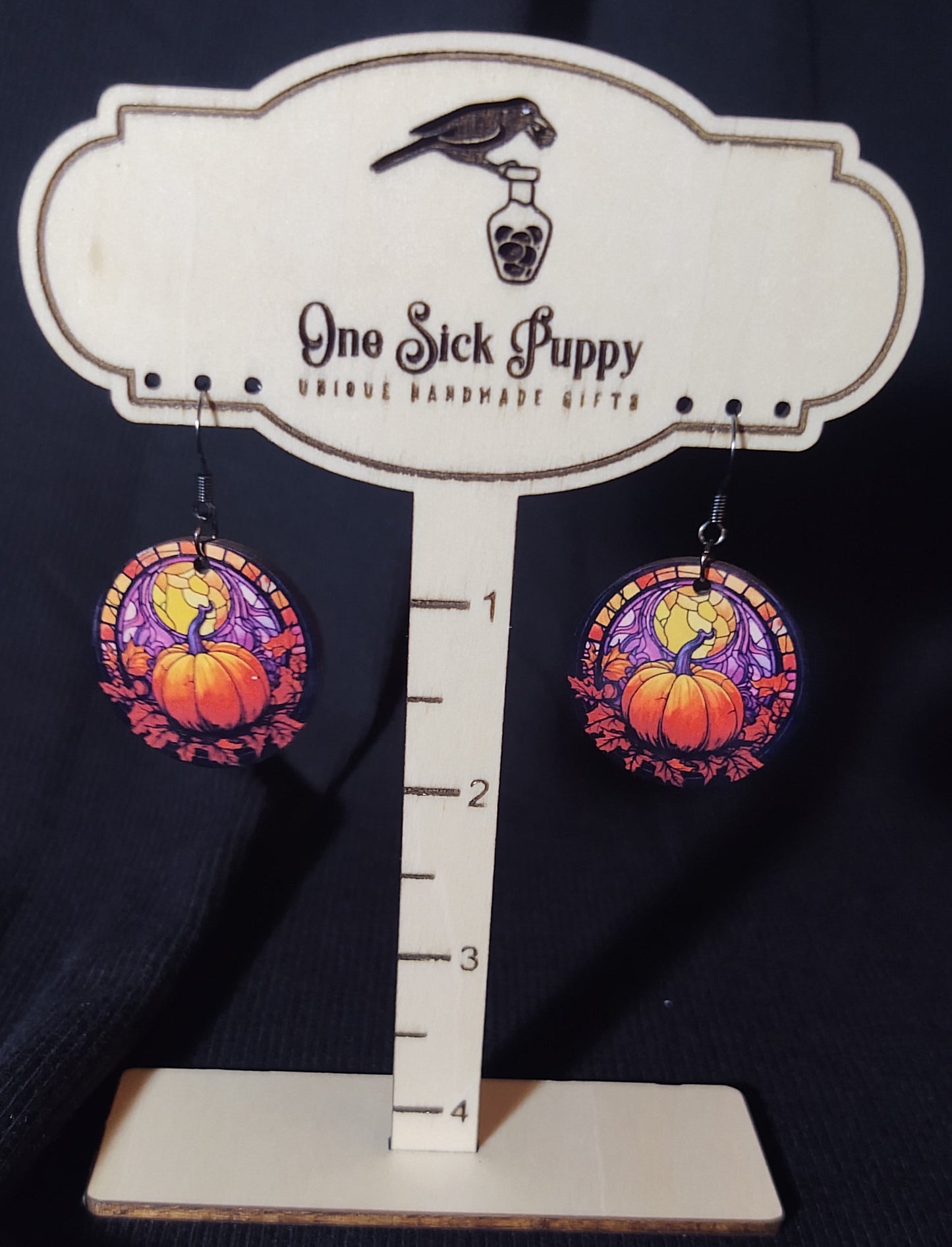 Stained Glass Pumpkin Dangles