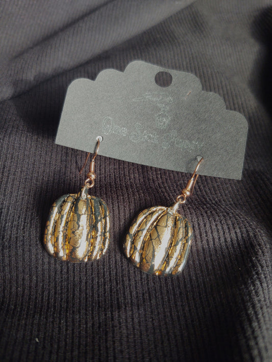 Black Crackle Pumpkin Earrings