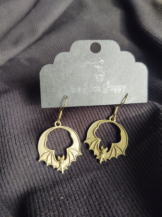 Bronze Bat Dangle Earrings