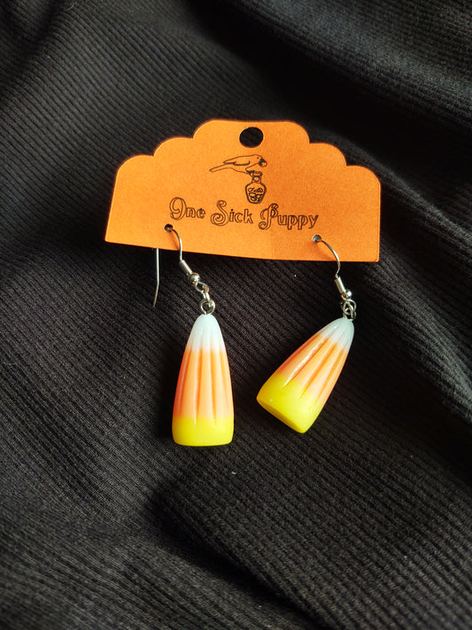 3D Candy Corn Dangle Earrings