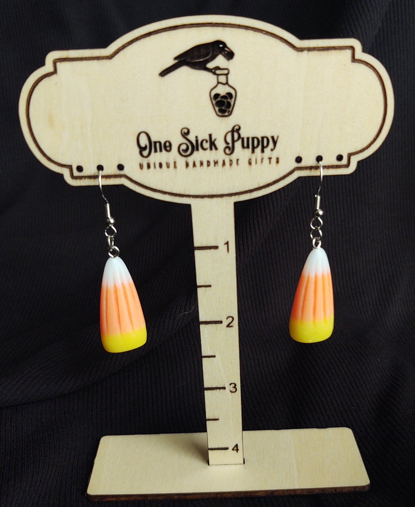 3D Candy Corn Dangle Earrings