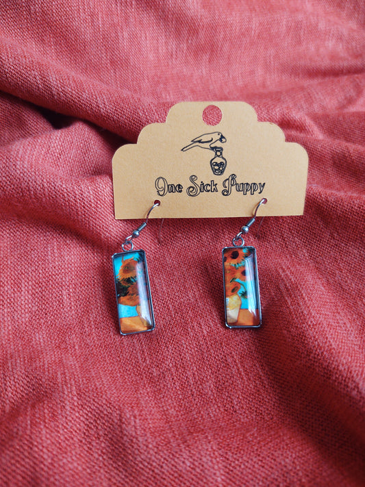 Sunflower Painting Dangle Earrings