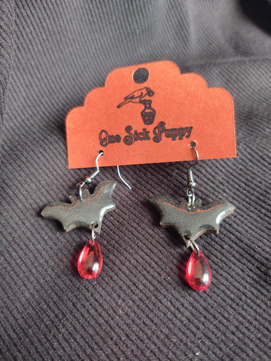 Wooden Bat Dangle Earrings