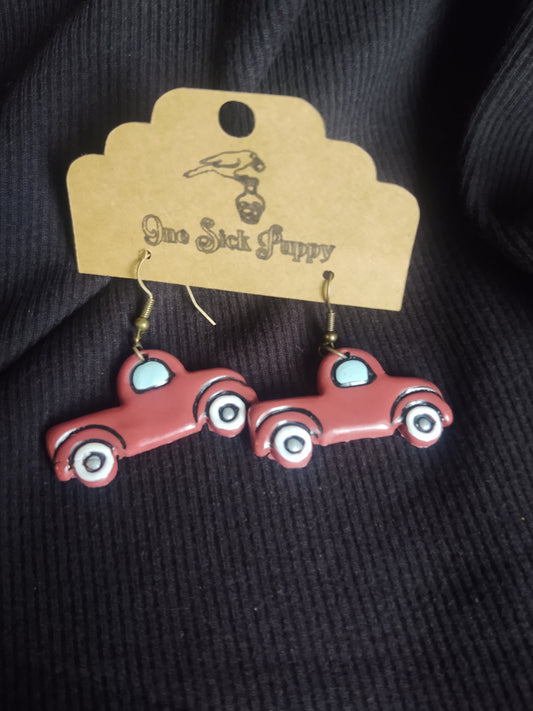 Little Red Truck Dangle Earrings