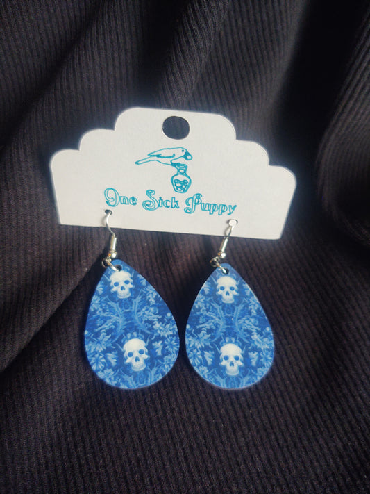 Blue Mood Skull Dangles