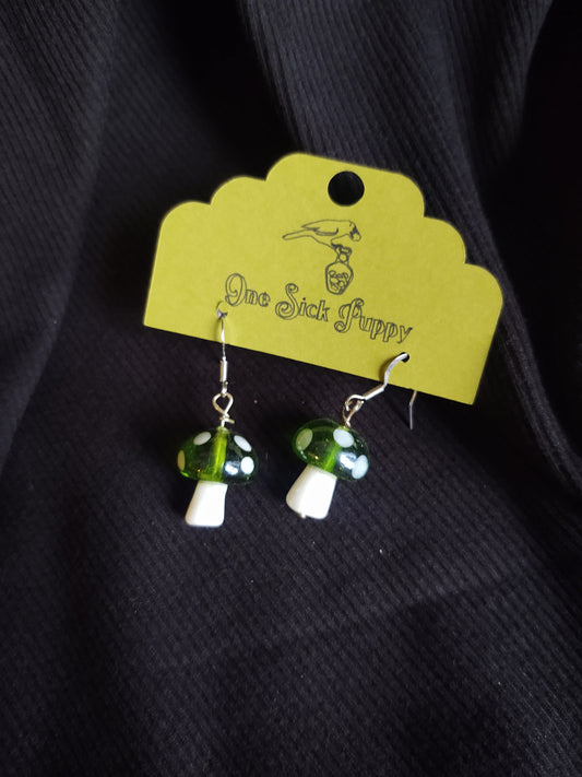 Glass Mushroom Dangle Earrings
