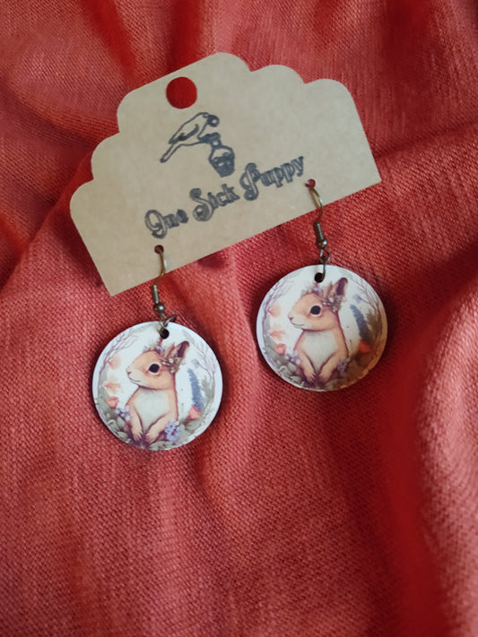 Spring Squirrel Wooden Dangles