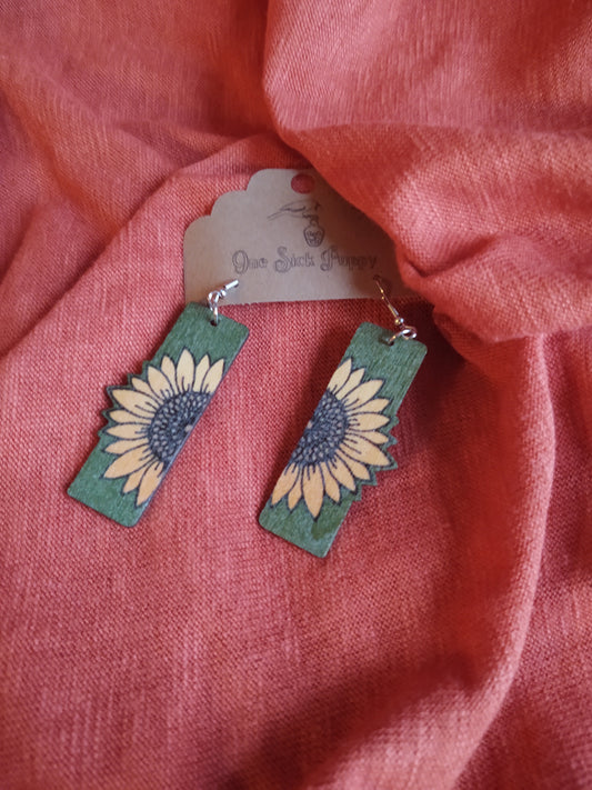 Wooden Sunflower Dangles