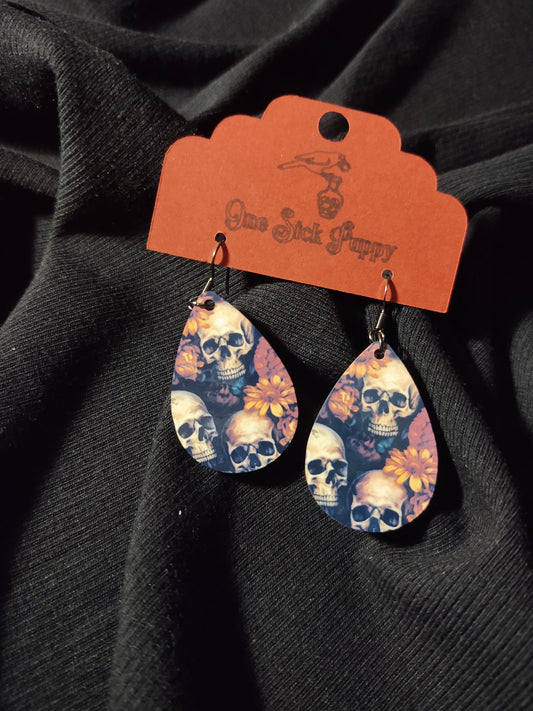 Boho Skull Wooden Dangles