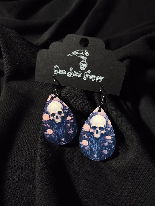 Skull And Roses Wooden Dangles